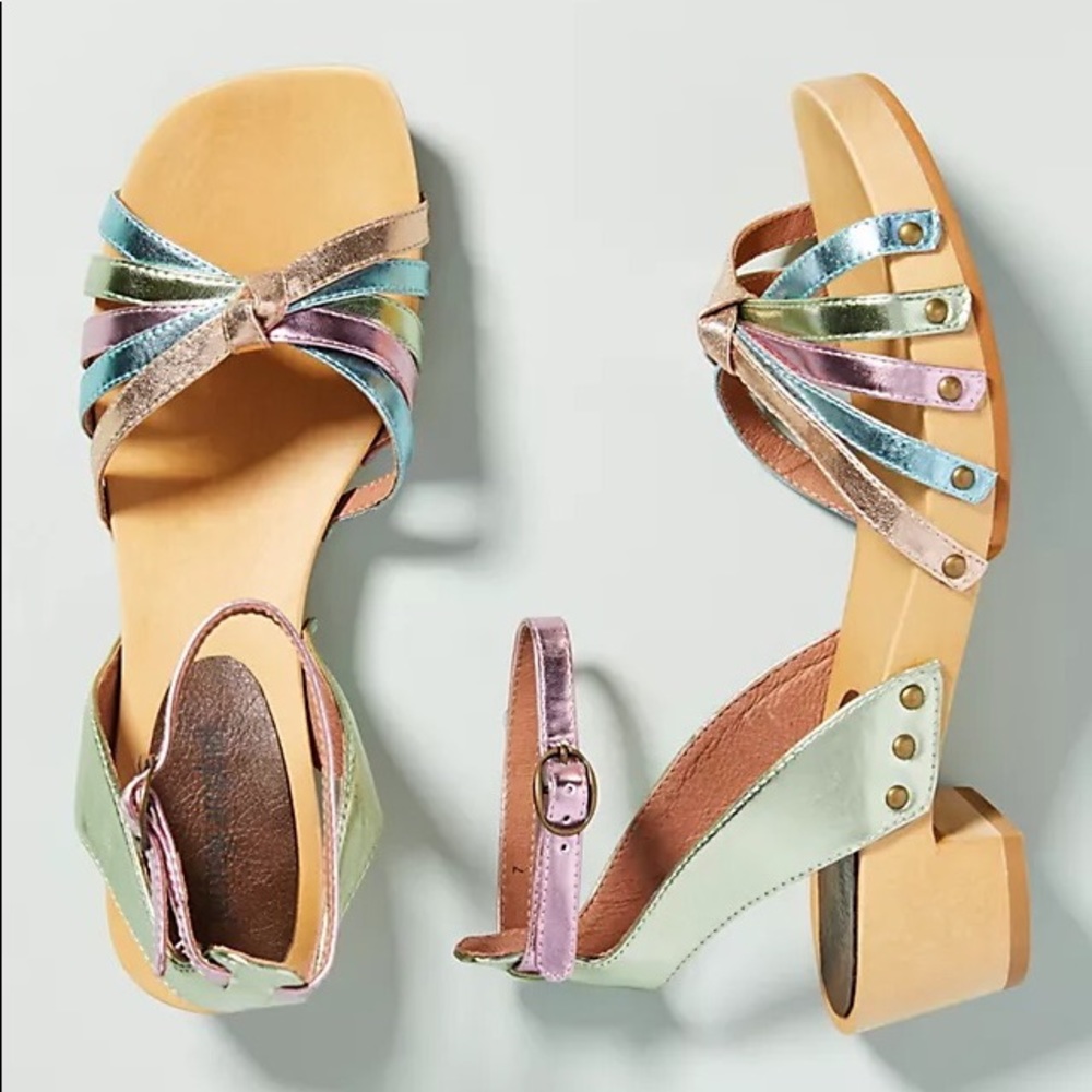 NEW! jeffrey campbell metallic clog sandals